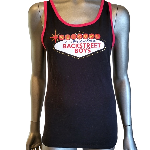 204. Backstreet Boys Black Tank Las Vegas themed - Size Large - Picture 2 of 5